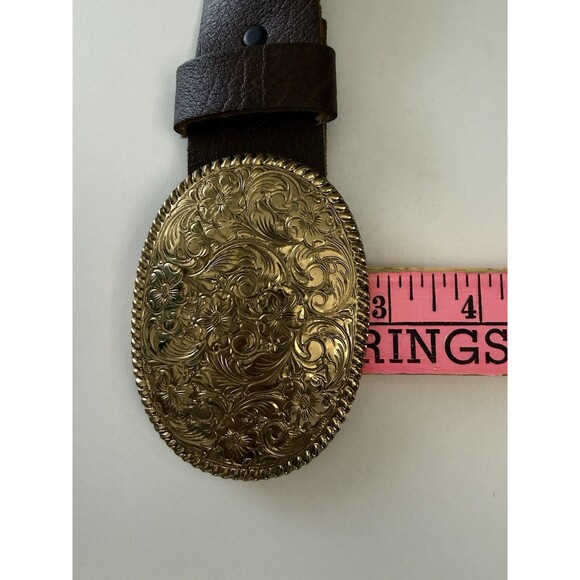 Ed Artturo Crumrine Jewelers Bronze Western Belt Buckle Floral VTG belt 32 36 main image 13